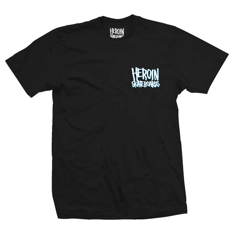 Heroin Skateboards Curb Killer Wide Boy Tee Black