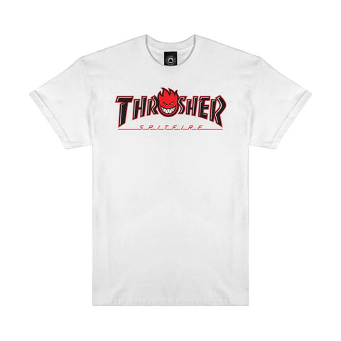 Thrasher x Spitfire T-Shirt Big Head Outline White