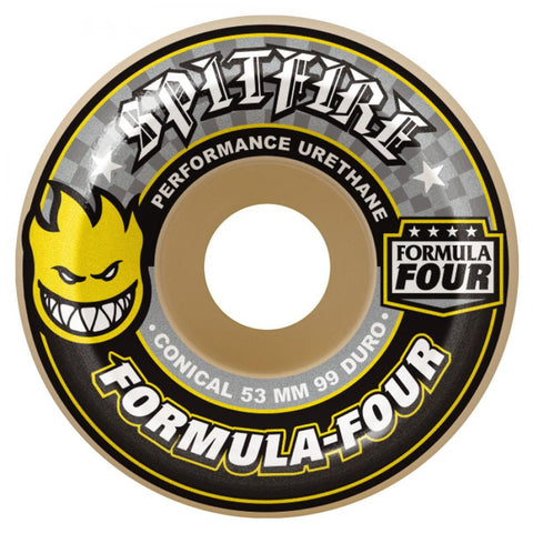 Spitfire Wheels Formula Four Conical 99DU (Yellow) 54MM