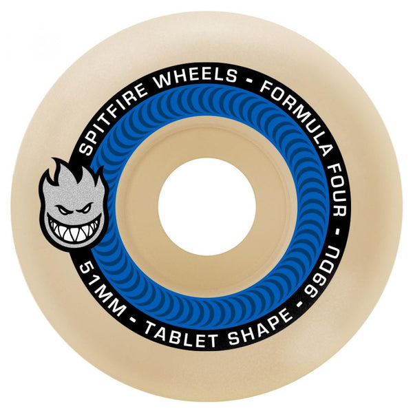Spitfire Wheels Formula Four Tablet 99a 52MM White